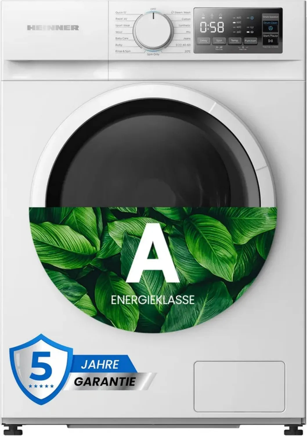 Effiziente 8 kg Waschmaschine mit bürstenlosem Motor, 15 Programmen und LED-Display, Energieklasse A+++