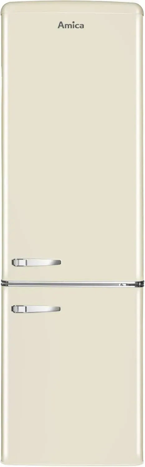 Amica Retro Kühl-Gefrierkombination Coffee Cream Beige 181cm, Energiesparend, 4-Sterne-Gefrierfach