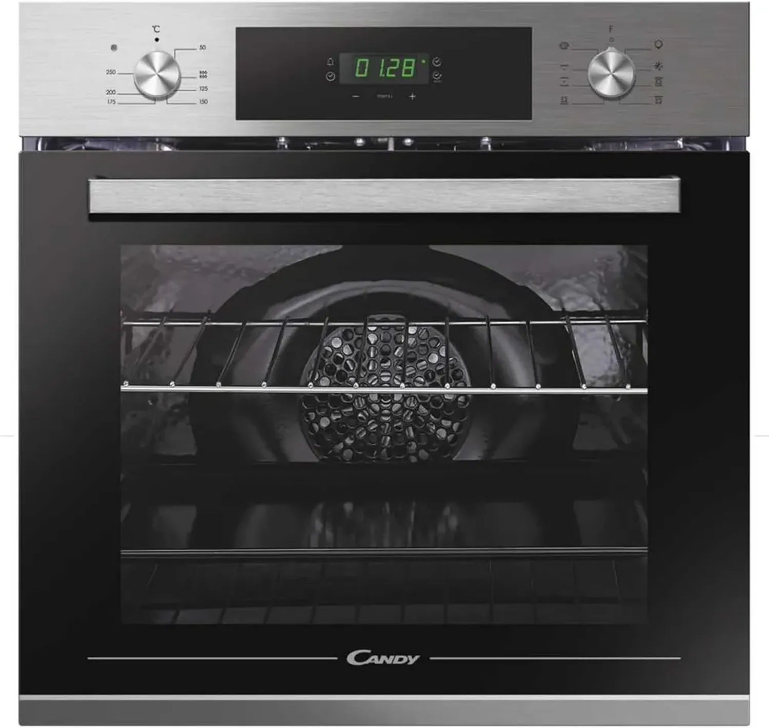 Candy FCT615X Einbau-Backofen 60 cm mit Umluft und Aquactive Reinigung, Edelstahl-Mix