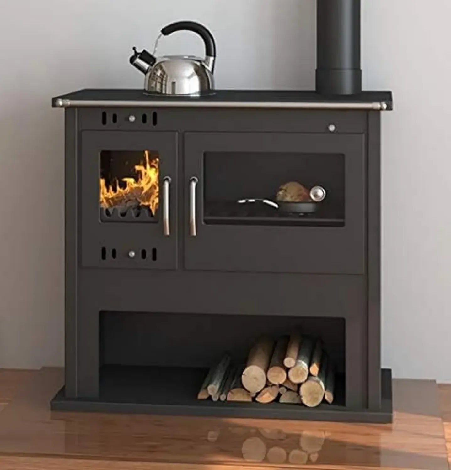 Holzofen Küchenherd Victoria Viki LUX Schwarz - 10,5 kW, EEK A