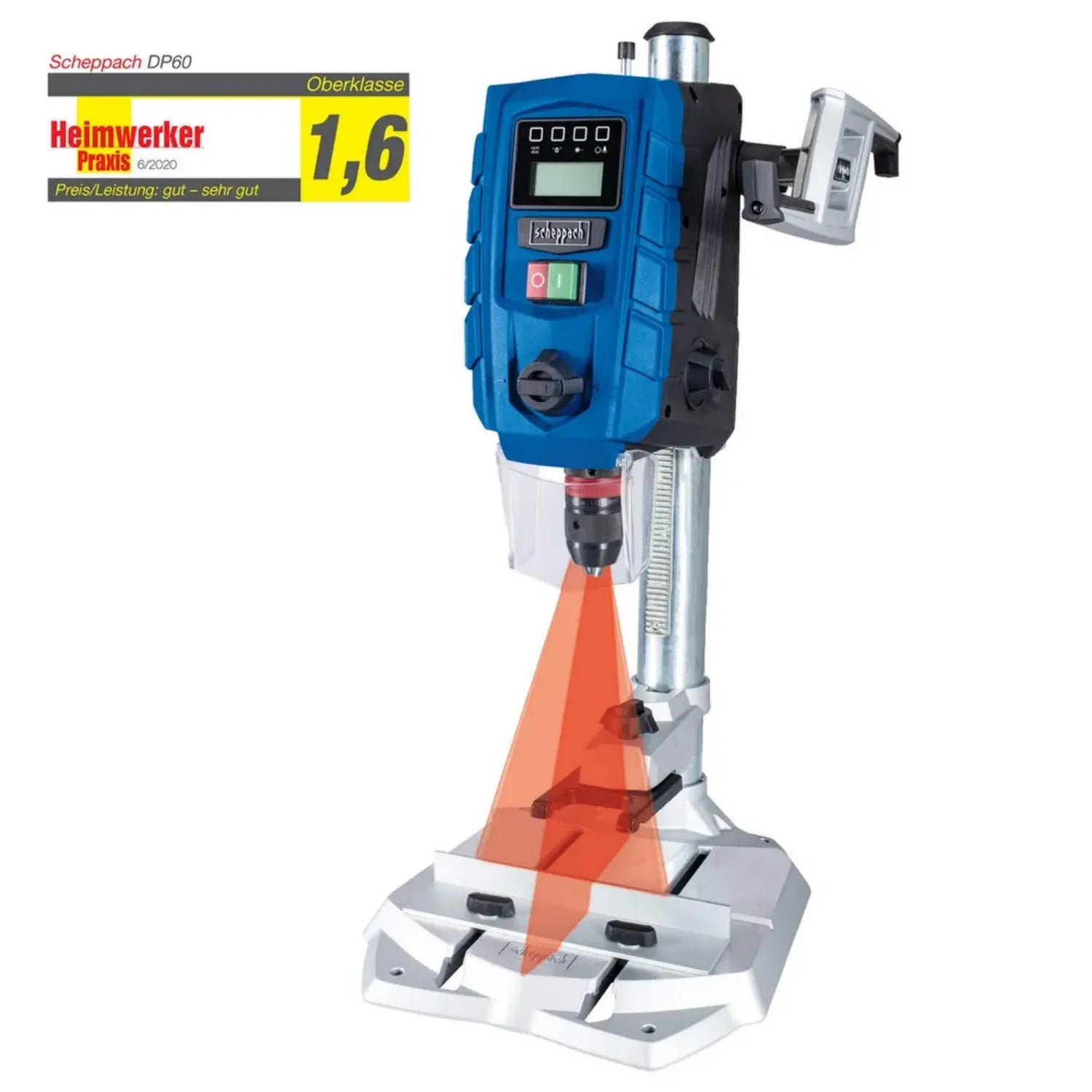 Scheppach DP60 Tischbohrmaschine mit LED und Laser, 710W, 2-Gang, variabler Drehzahl