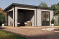 Finnhaus Wolff WPC Gerätehaus Tona 6030, lichtgrau, 28 mm Wandstärke, inkl. Schleppdach