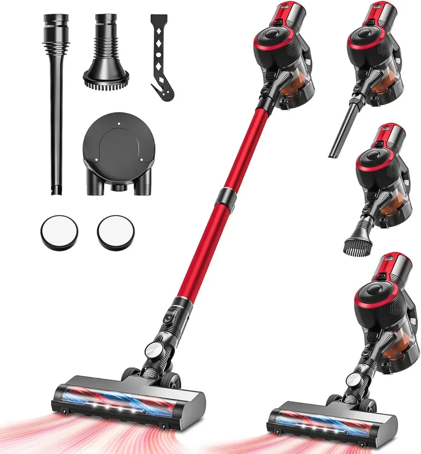 VEGREM Kabelloser Akku-Staubsauger 25Kpa, 160W mit Dual-Saugmodi und LED-Licht, bis zu 40 Min Laufzeit