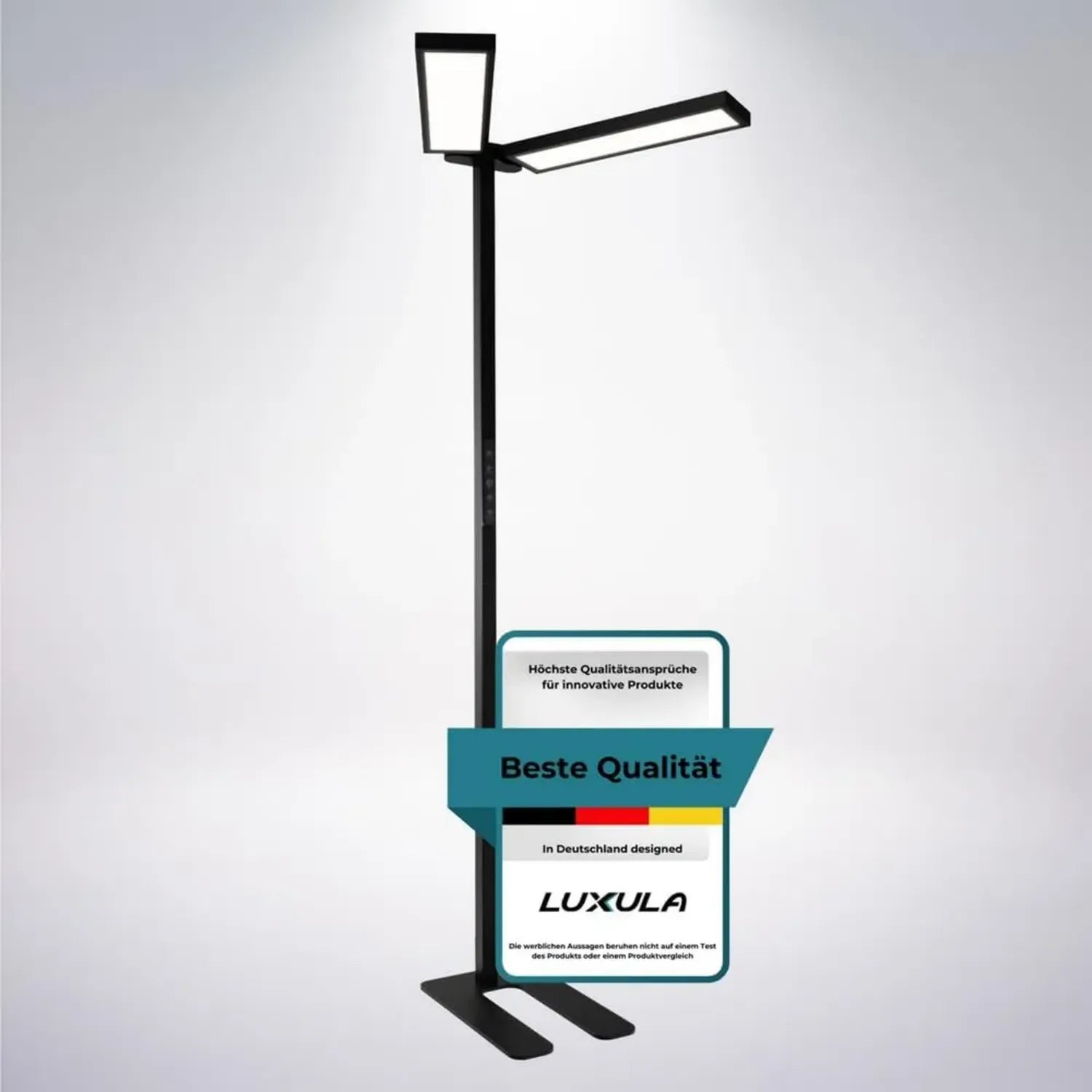 LUXULA LED Stehlampe für Büro, dimmbar, flimmerfrei, Vollspektrum CRI>98, UGR<16, Blaulichtfilter, 4000K, 120W, 8500 lm, schwarz