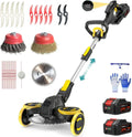 Kabelloser Rasentrimmer 21V mit Unkrautbürste, 2x 4.0Ah Akku, Bürstenloser Motor, für Garten und Rasenpflege, kompatibel mit Makita
