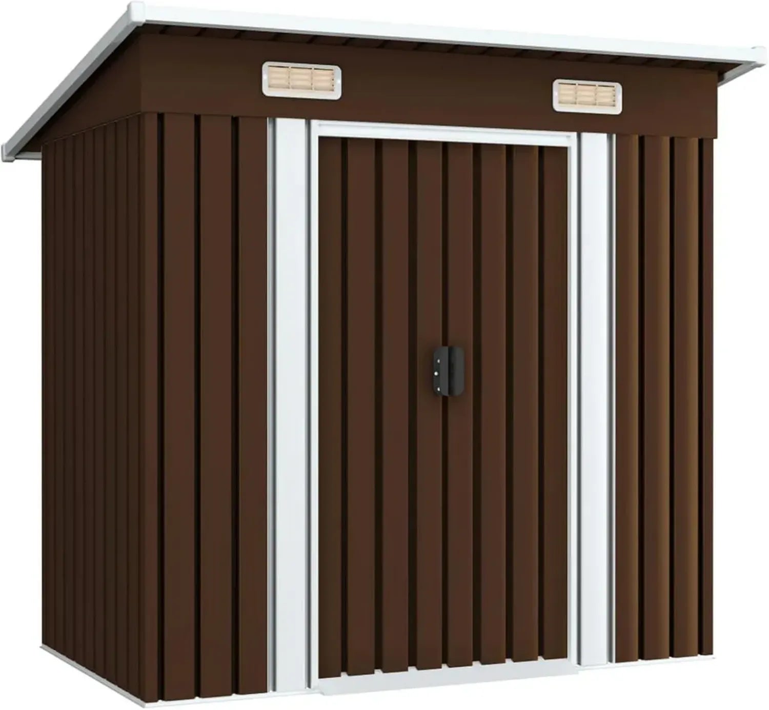 Metall Geräteschuppen Braun aus Stahl 194x121x181 cm
