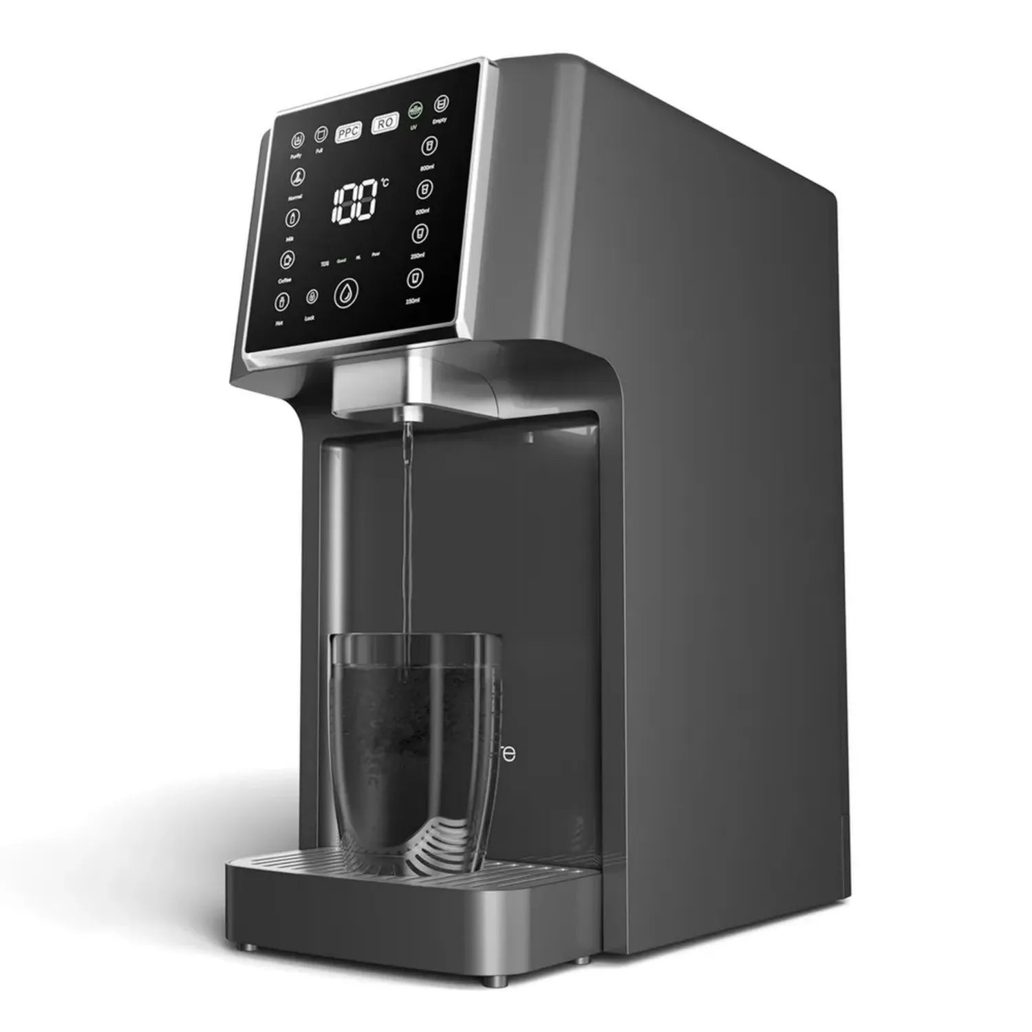 Kompakte Osmoseanlage mit Direktfluss und Heißwasserfunktion, 4 Temperaturstufen, UV-Schutz und Kalkfilter für Küche und Büro