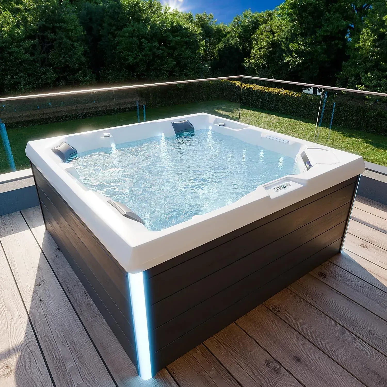 Tronitechnik® Garten Whirlpool PANAREA 210cm weiß mit Heizung, Hydromassage und Lichttherapie