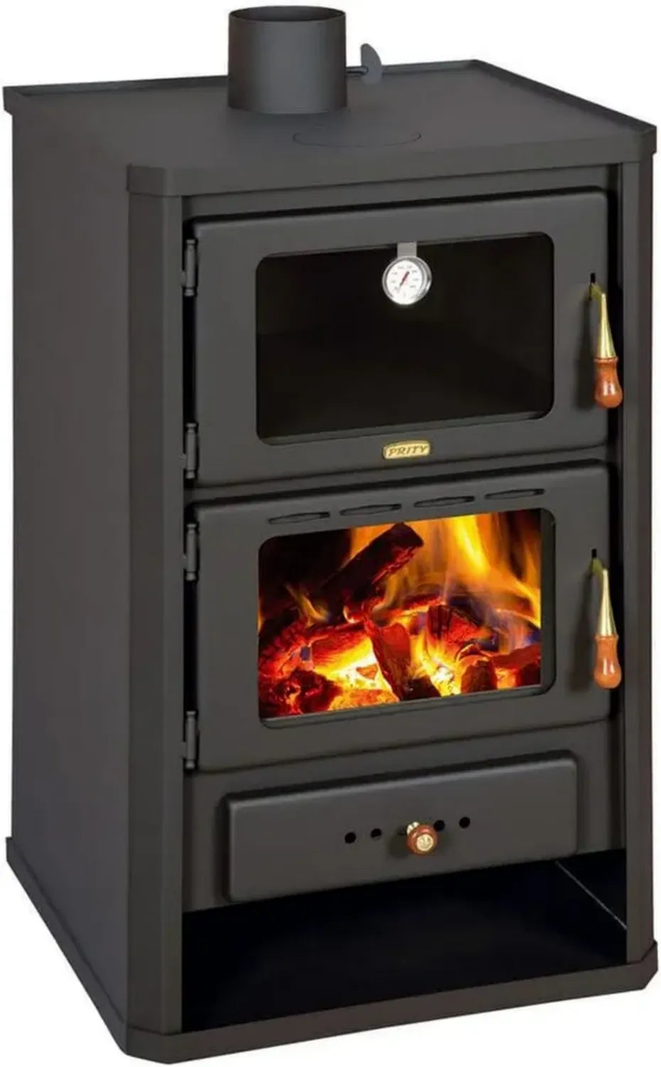 Holzofen Prity 14kW mit integriertem Backofen und Lagerfach