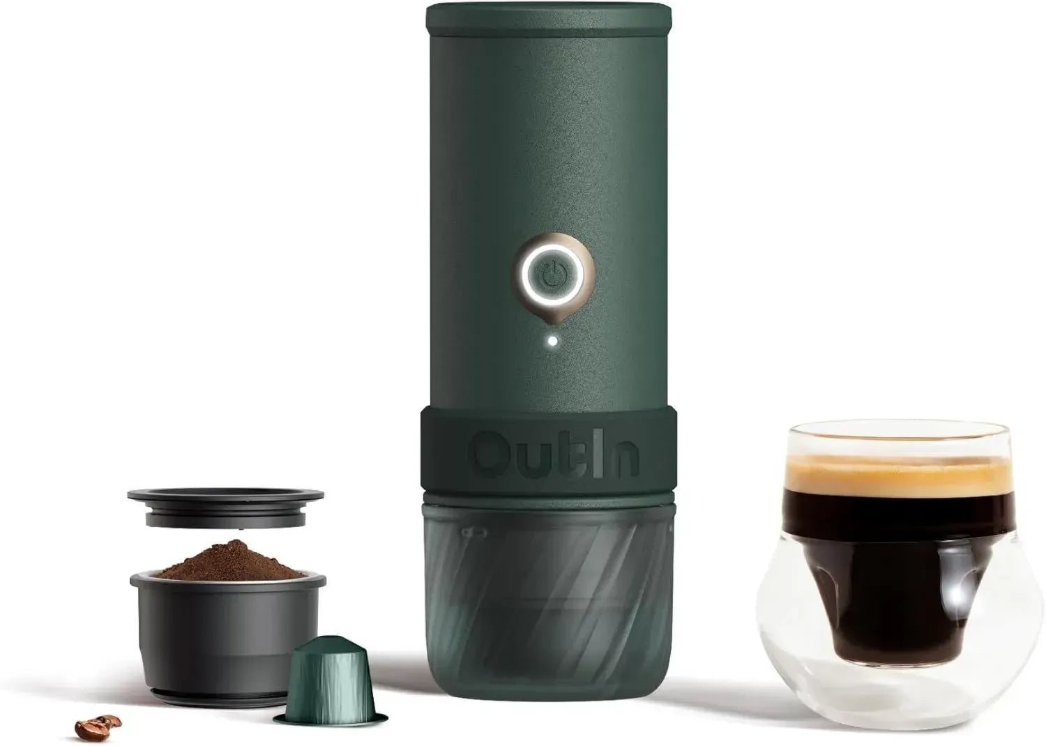 OutIn Mino Tragbare Kaffeemaschine, Kompakt mit USB-C, Ideal für Camping und Reisen