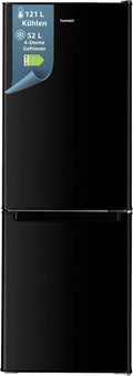 homeX Freistehende Kühl-Gefrierkombination 173L, 4-Sterne, 142,5 cm, Schwarz, Leise 40 dB