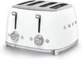 Smeg 4-Scheiben-Toaster TSF03WHEU, 6-stufig, Aufwärm-, Auftau- und Bagel-Funktion, 2 Krümelschubladen, 2000W, Weiß