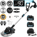 Akku Rasentrimmer 1200W mit Doppelladegerät, 7-in-1 Freischneider inkl. Unkrautbürste, 16800 U/min bürstenlos, 7 Klingen für Garten und Rasen