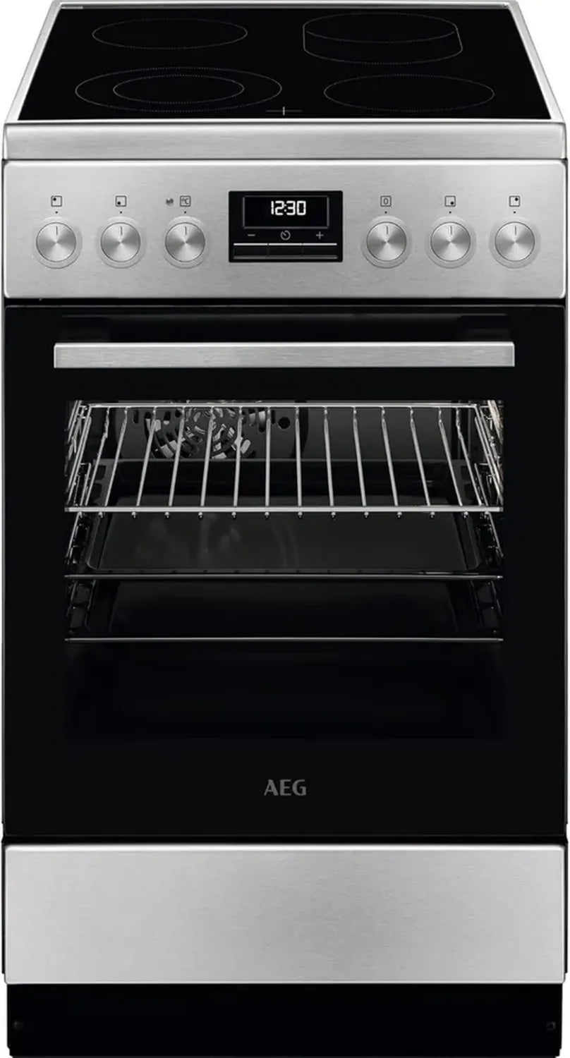 AEG 50cm Elektro-Standherd mit Glaskeramikfeld, A, Grill & Teleskopauszüge, Edelstahl Anti-Fingerprint