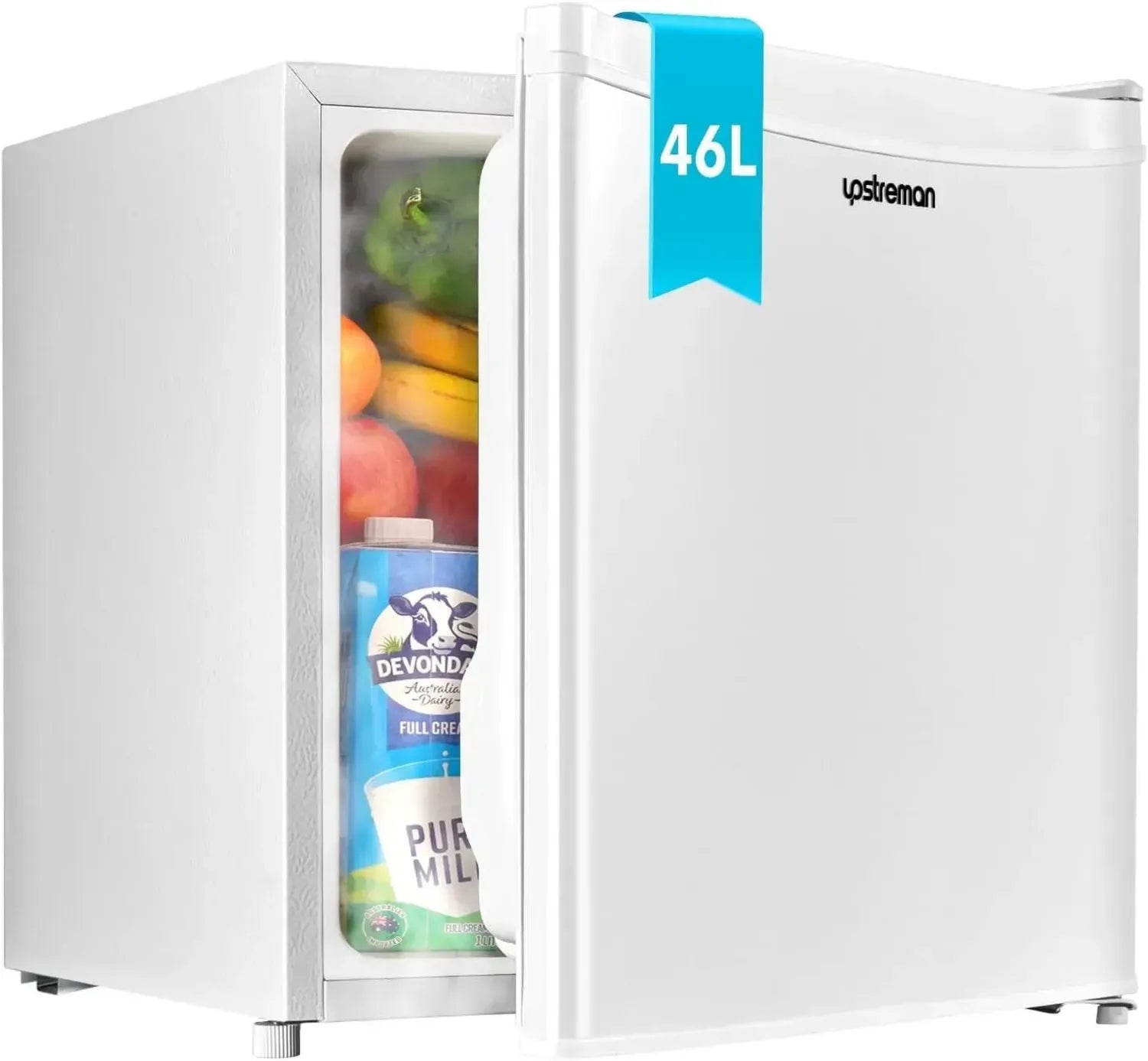 Kompakter 46L Mini-Kühlschrank mit Gefrierfach, leise und energiesparend, ideal für Wohnheim, Büro und Schlafzimmer, Weiß