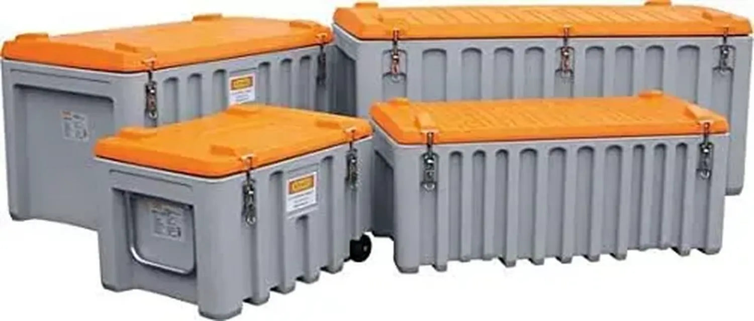 CEMO Lagerbox 750L mit Kranaufnahme, Grau/Orange, Tür