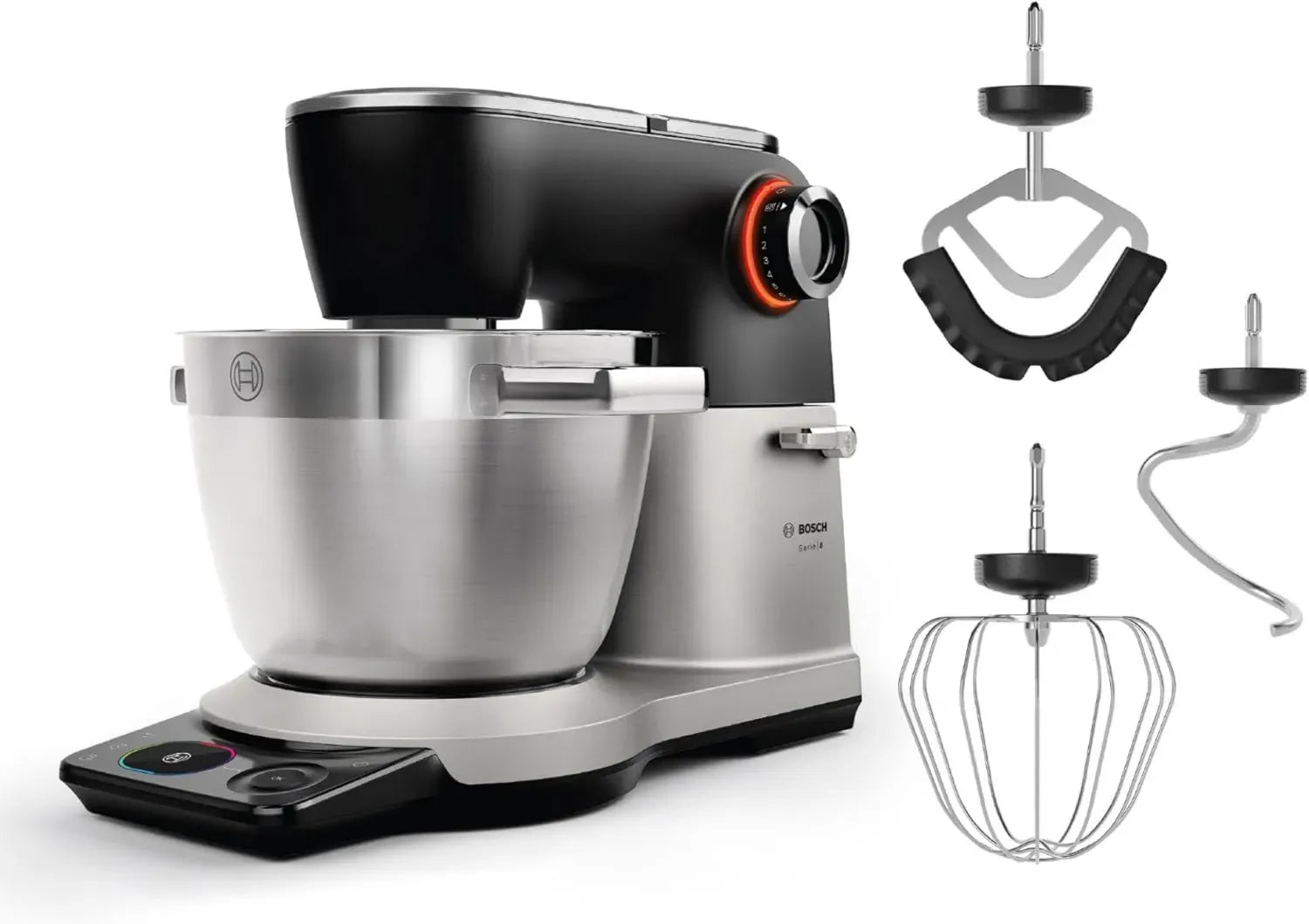 Bosch Küchenmaschine Serie 8, 1.800 W, 6L Edelstahlschüssel, 9 Programme, Integrierte Waage und Timer