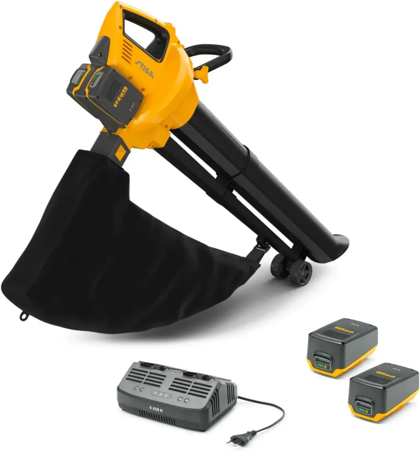 STIGA SVS 100e Laubsauger & Laubbläser Set mit Akku und Ladegerät, 3-in-1 Funktion