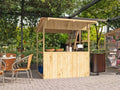 Hochwertige Holz-Verkaufshütte mit Theke, Marktbude aus Fichtenholz, 170x180x200cm, multifunktionale Verkaufsstand mit großem Fenster