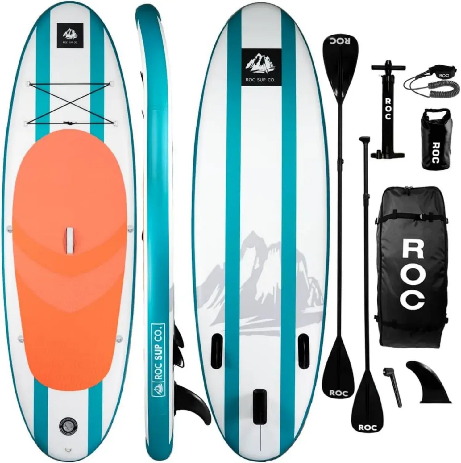 Roc Aufblasbares Stand-Up-Paddle-Board-Set, stabiles Design, rutschfestes Deck, ideal für Jugendliche und Erwachsene