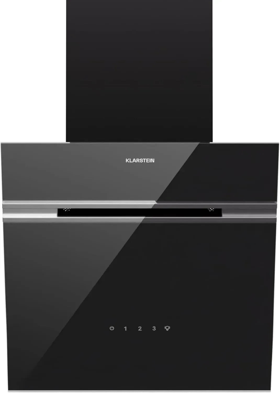Klarstein Alina Wandhaube - 570 m³/h, Kopffrei, Touch-Bedienung, LED-Licht, Energieklasse A, 54 dB, Abluft/Umluft, mit Aktivkohlefilter, Schwarz