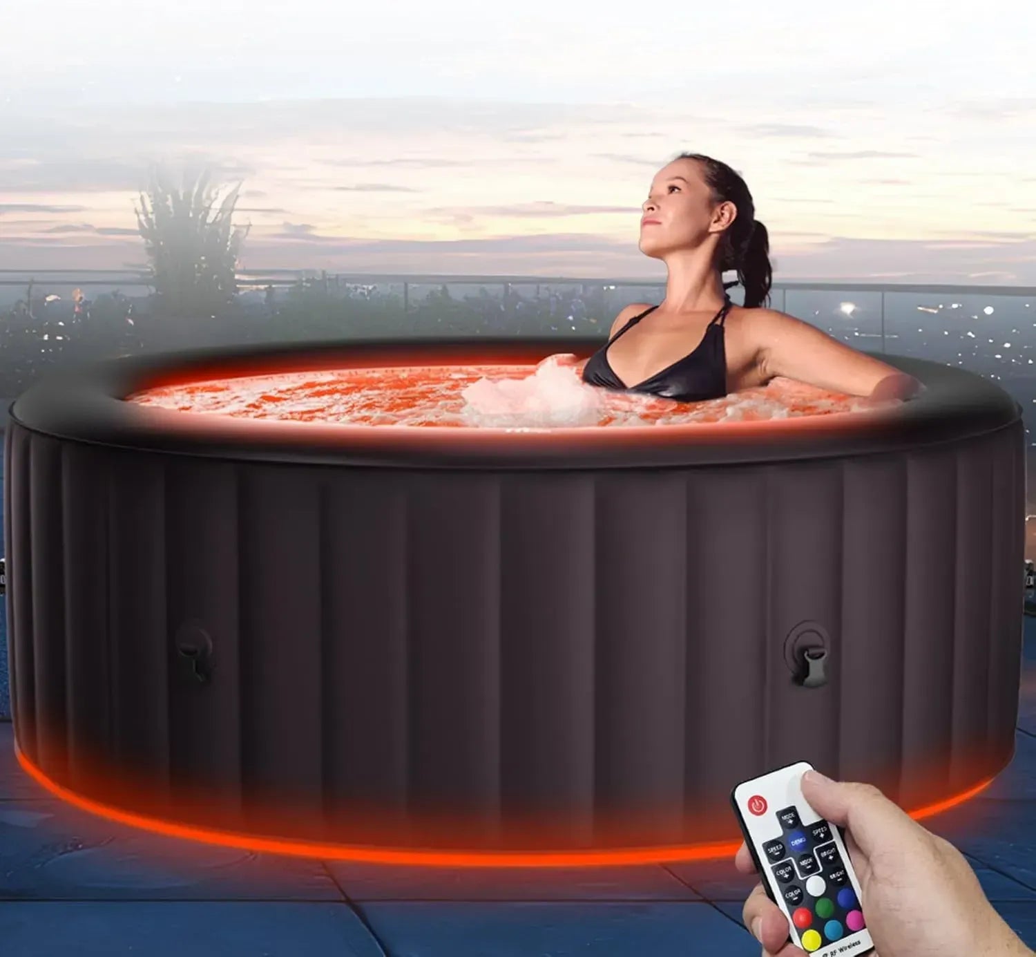 Aufblasbarer Whirlpool MSpa Aurora für 6 Personen mit LED, 138 Düsen und UVC-Desinfektion