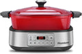 Homtone 6-in-1 Langsamkocher, 5,5L Multikocher mit Programmierung, Abnehmbarer Antihaft-Keramiktopf, Schonendes Garen, Braten und Dämpfen, Rot