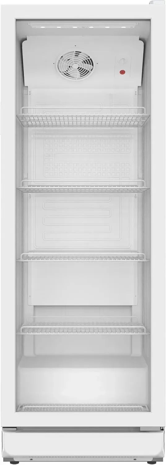 Gewerblicher Getränkekühlschrank mit Glastür - 300 L - Umluftkühlung - Flaschenkühler - 4 verstellbare Ablagen - 169 cm Höhe - Weiß