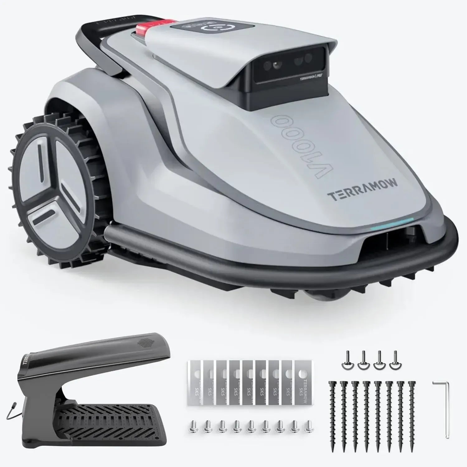 Terramow V1000 Rasenroboter mit KI-Erkennung, kabellos, für Gärten bis 1200m²