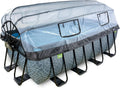 EXIT Toys Rechteckiger Pool 400x200x122cm mit Sandfilter, Abdeckung und Leiter, extra tief, graue Farbe