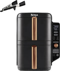 Ninja Heißluftfritteuse Double Stack XL, 2 Schubladen, 9,5 L, 6 Funktionen, platzsparend, Schwarz/Kupfer