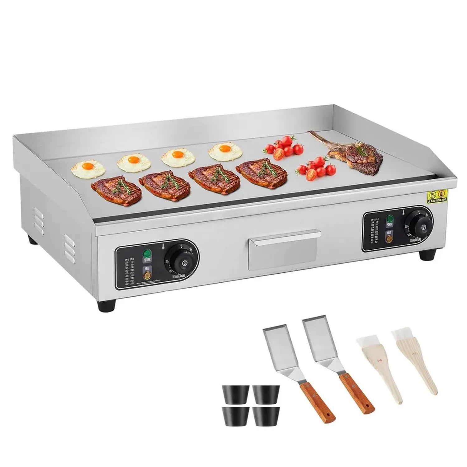 VEVOR Elektrischer Profi-Grill, 4400 W, Edelstahlplatte, Temperaturbereich 50-300°C, kompakte Größe 73 x 40 cm