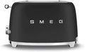 Smeg Retro Toaster, 2 Schlitz, 6 Bräunungsstufen, Auftau- & Bagelfunktion, Mattschwarz