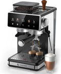 AMZCHEF Espressomaschine mit integriertem Mahlwerk, 20 Bar Druck, Milchaufschäumer, Touchscreen, 3 Temperaturstufen
