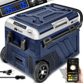 tillvex® Elektrische Kühlbox 50L mit WIFI-Steuerung, 12/24V & 230V, -20°C, für Auto, Lkw & Camping, Navyblau