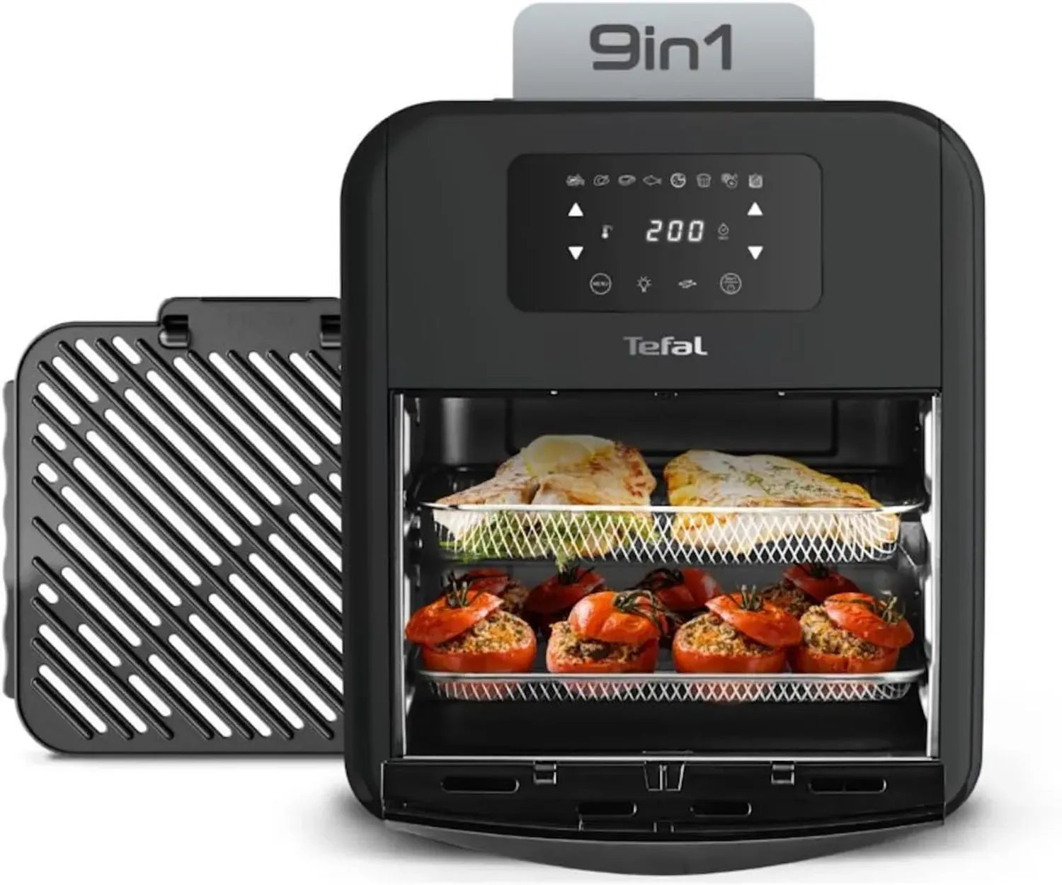 Tefal 9-in-1 Heißluftfritteuse Oven & Grill, 11L Kapazität, Ölfreie Zubereitung, 8 Programme, Schnelle und Energieeffiziente Nutzung, Inkl. 7 Zubehörteile, Schwarz
