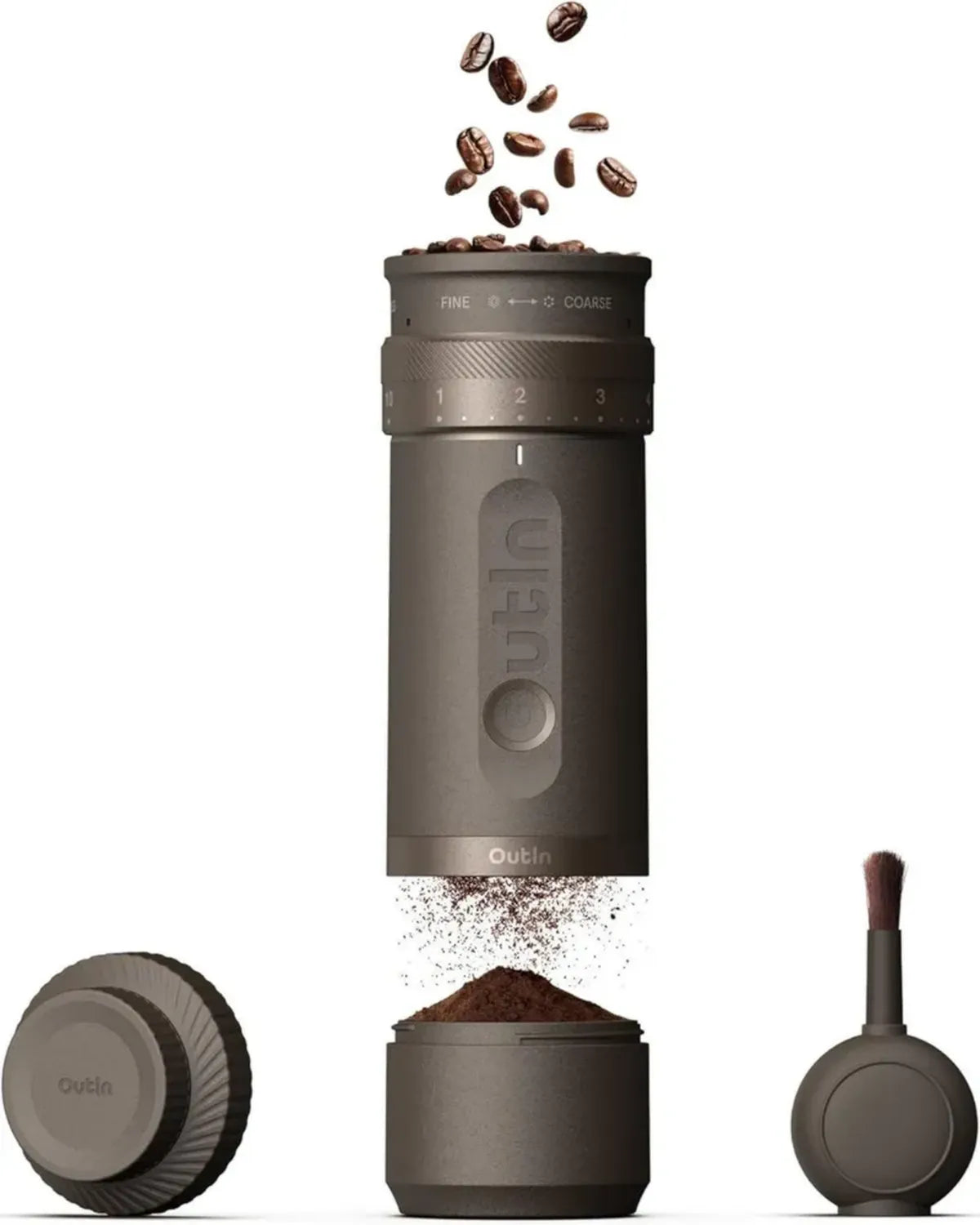 OutIn Fino Kompakte Elektrische Kaffeemühle mit 28 Mahlstufen und Edelstahlkegel
