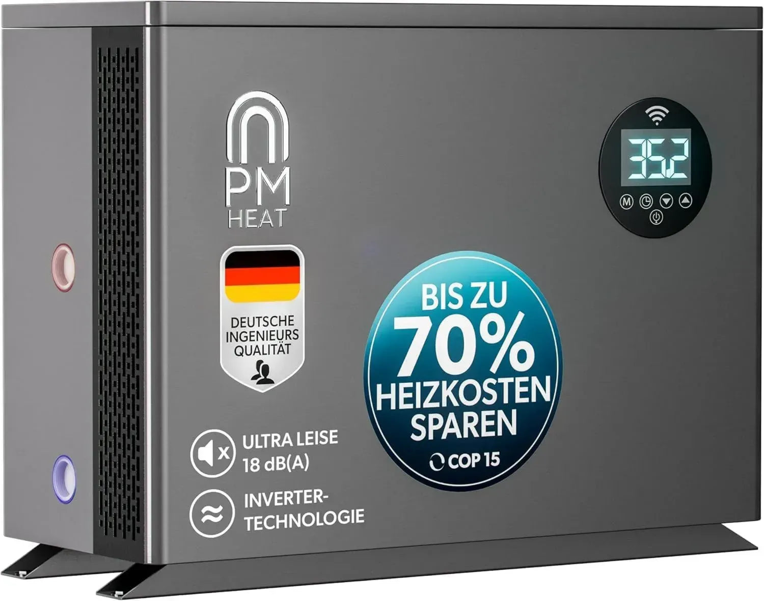 Poolomio® Inverter Wärmepumpe 17 kW für Pools bis 90m³ mit App-Steuerung