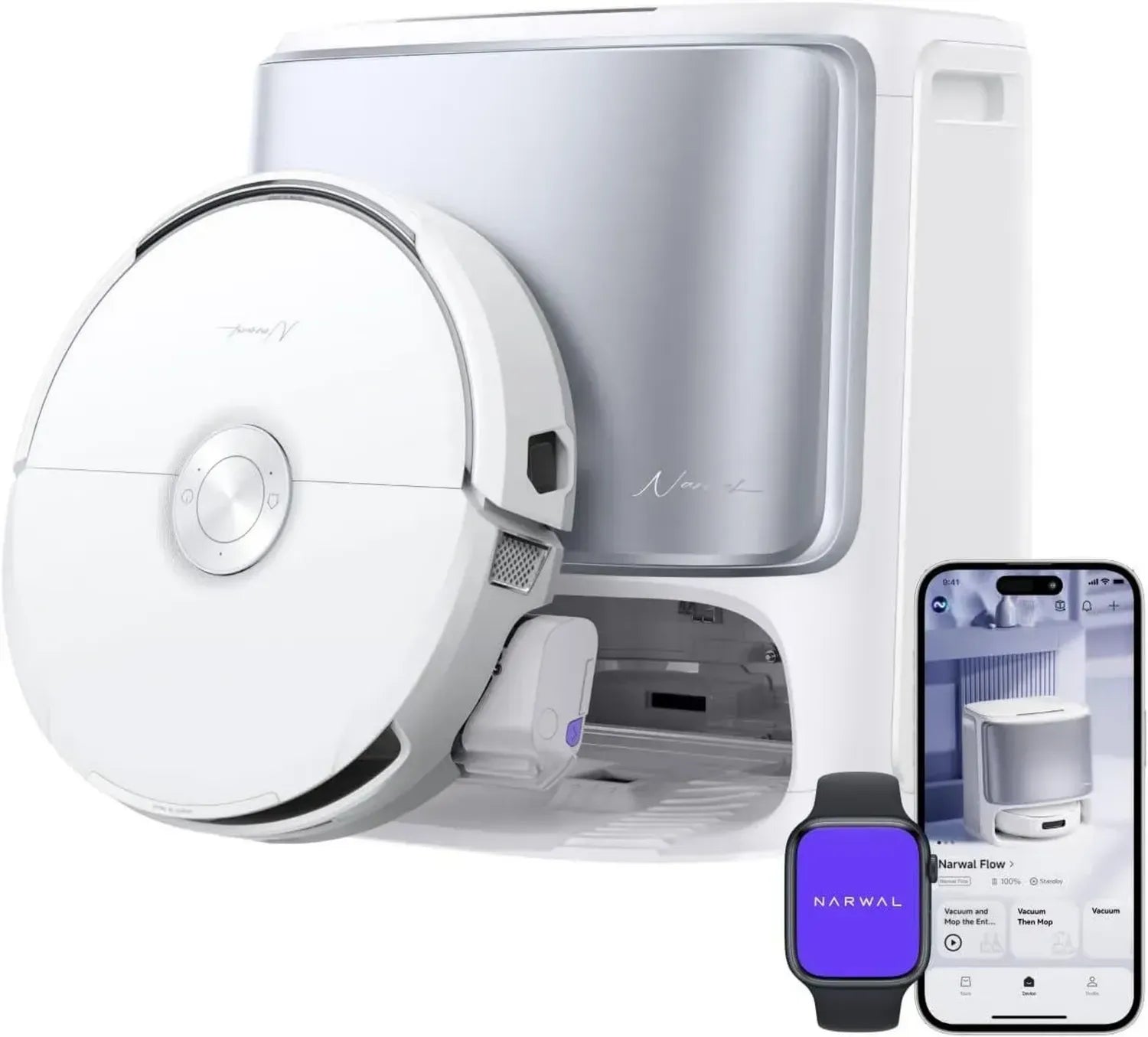 NARWAL Flow Staubsaugerroboter mit innovativer Wischfunktion, 22.000 Pa Saugkraft, selbstreinigende Mopps, Tangle-Free für Tierhaare, und Heiße Luft Trocknung