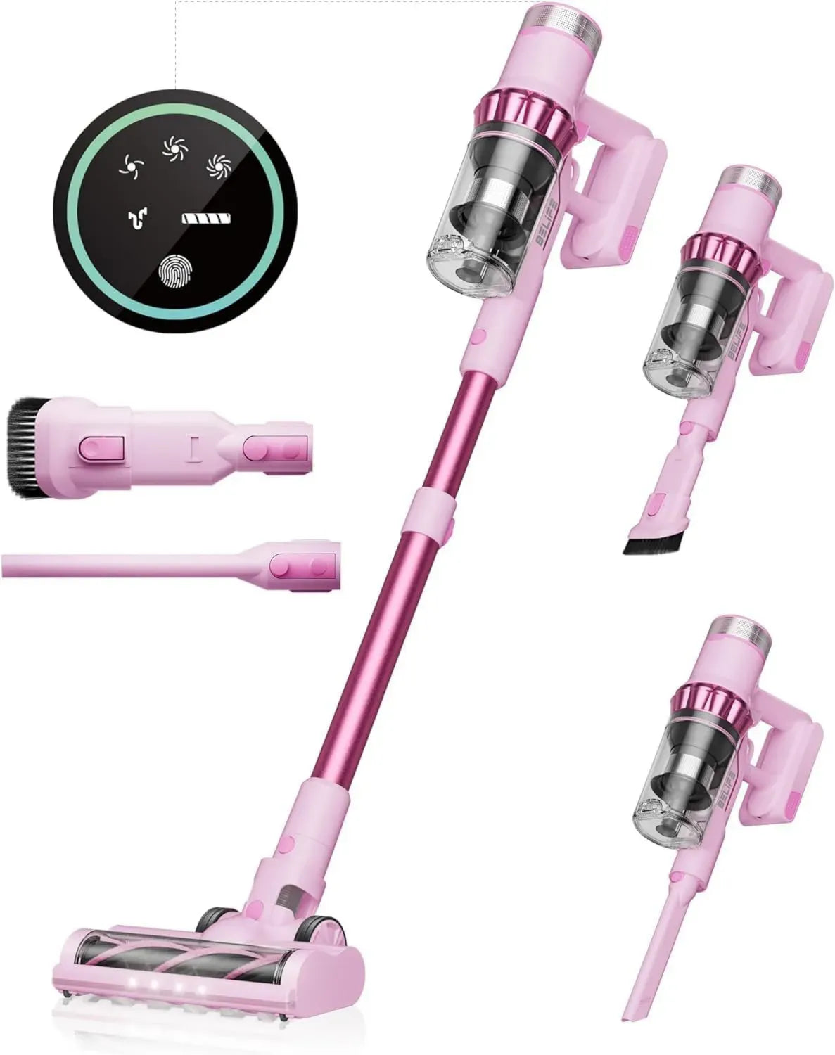 Kabelloser Staubsauger 550W mit 45000pa Saugkraft, 45 Min. Laufzeit, LED, 6-in-1 Design für Haustierhaare und Teppiche