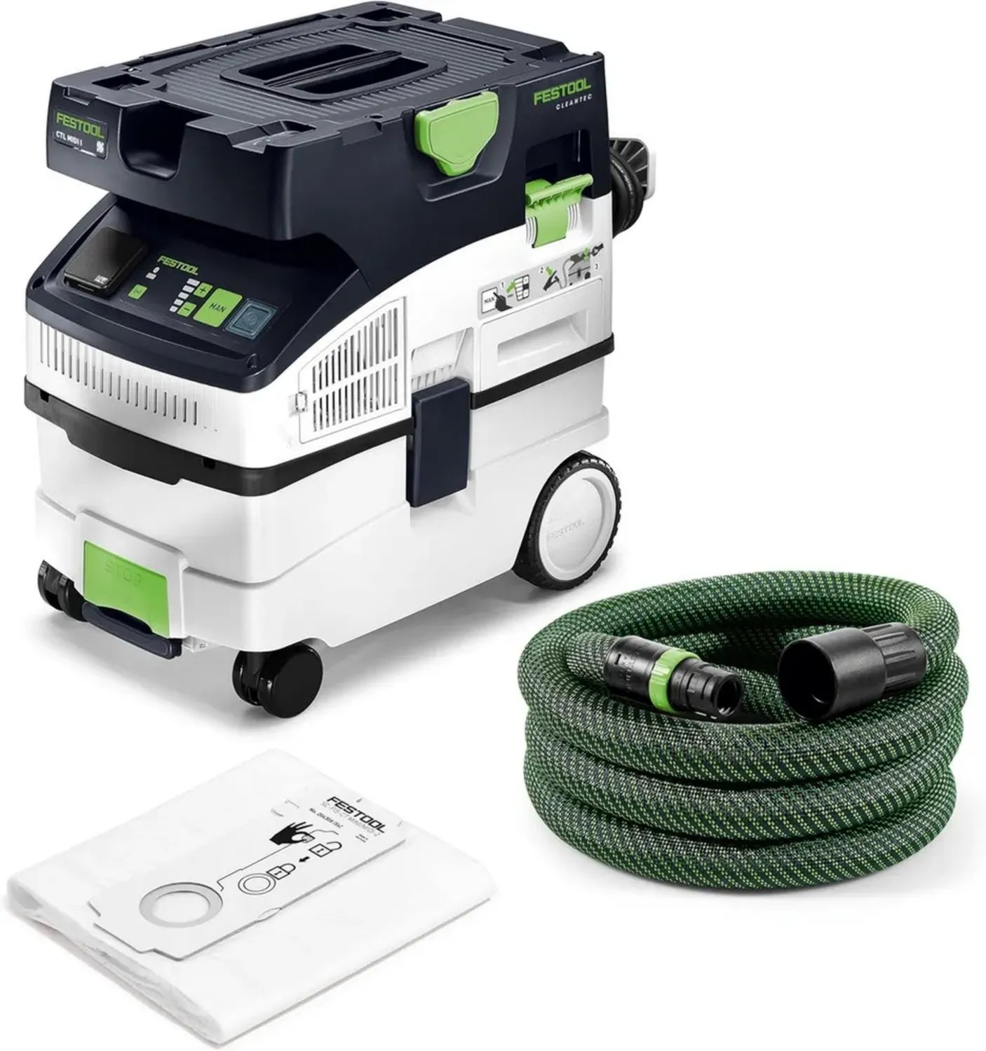 Festool CTL MIDI I CLEANTEC Staubsauger mit 27/32 mm Schlauch, 3,5 m und SELFCLEAN Filtersack