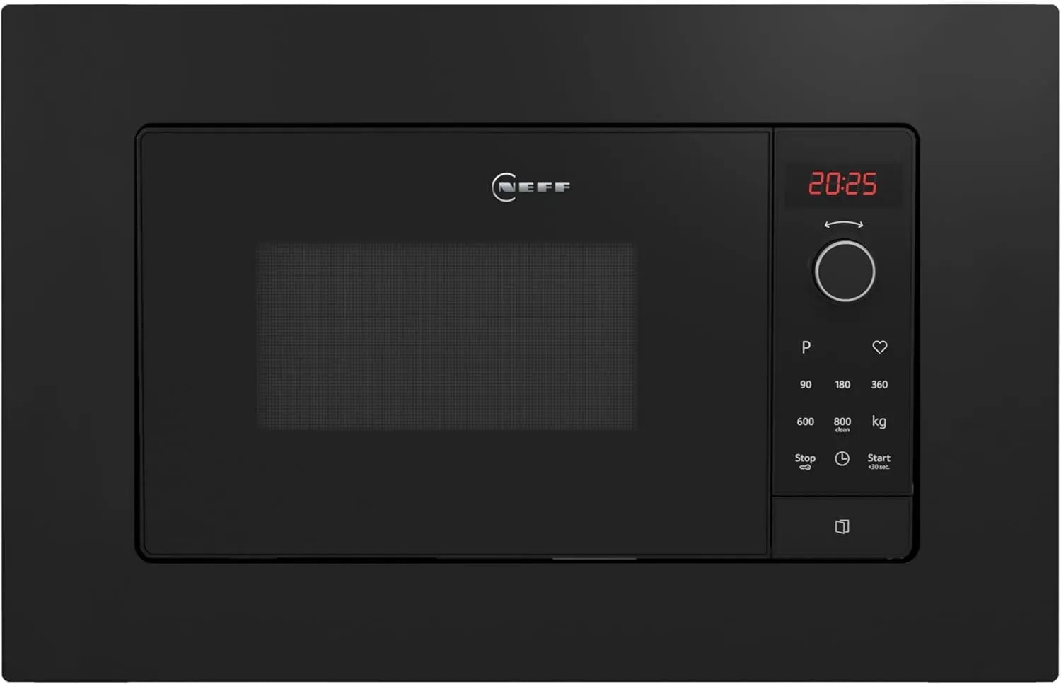 NEFF HLAWG25S3 Einbau-Mikrowelle, N30 Serie, 50cm Breite, 38cm Höhe, LED-Display, Automatikprogramme, Einfach-Reinigung, Easy Clock, Schwarz