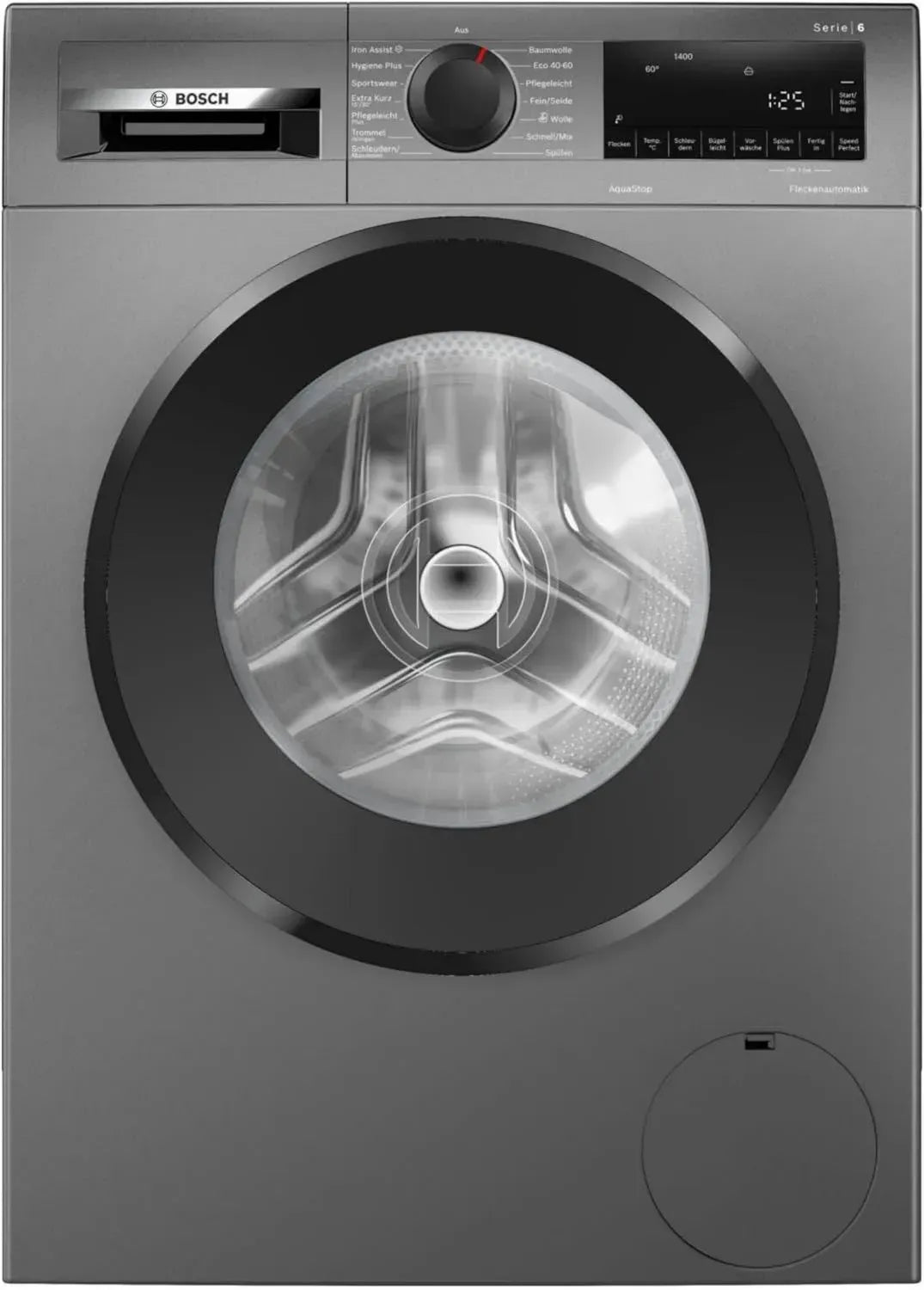 Bosch Serie 6 Waschmaschine, 9 kg, 1400 U/Min, Effiziente Fleckenentfernung, SpeedPerfect, Energie- und Wassersparend, Nachlegefunktion, AquaStop