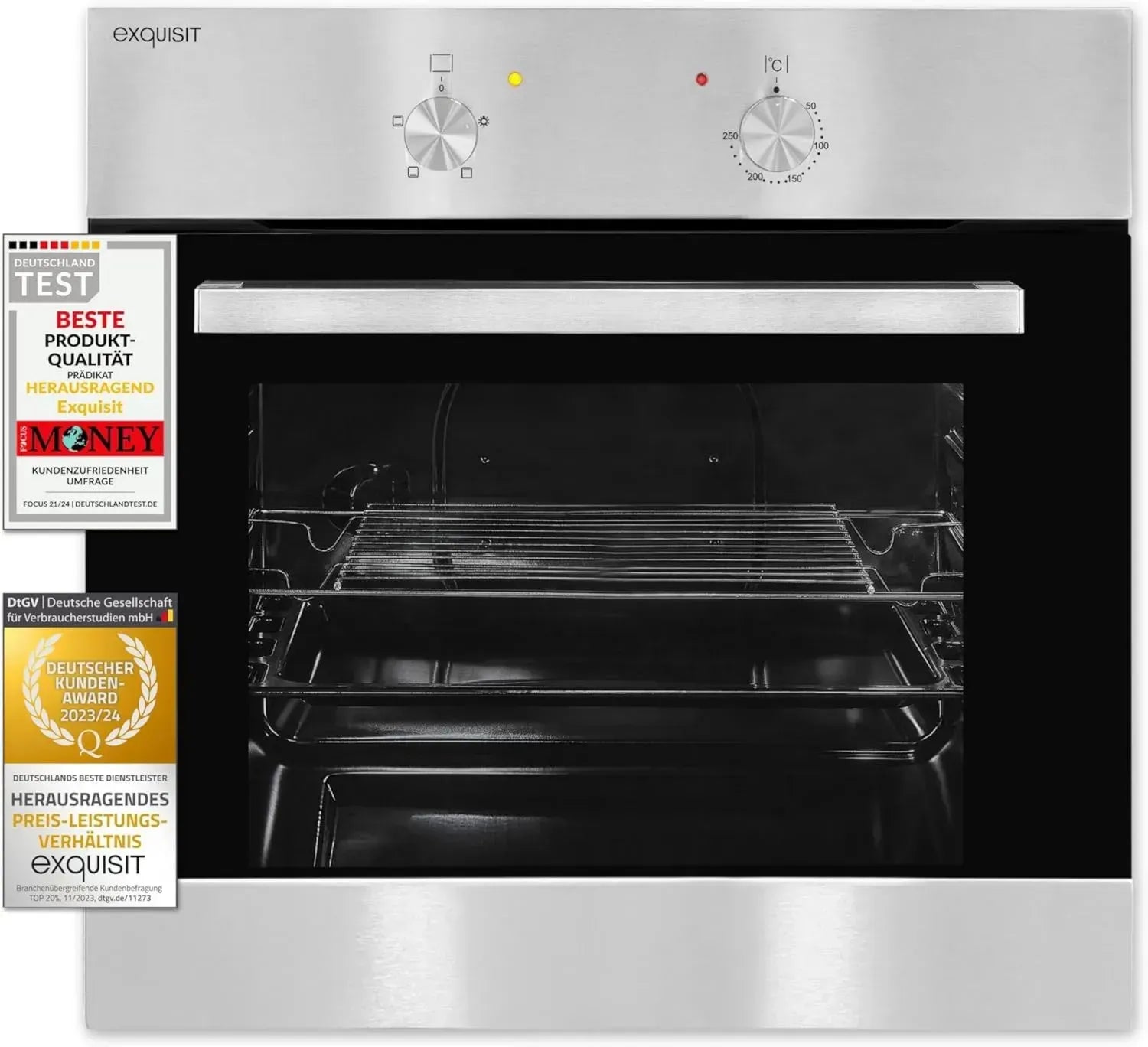 Hochwertiger Einbaubackofen in Silber, 62 L Volumen, Benutzerfreundlich, Modell EBE 555-1.1