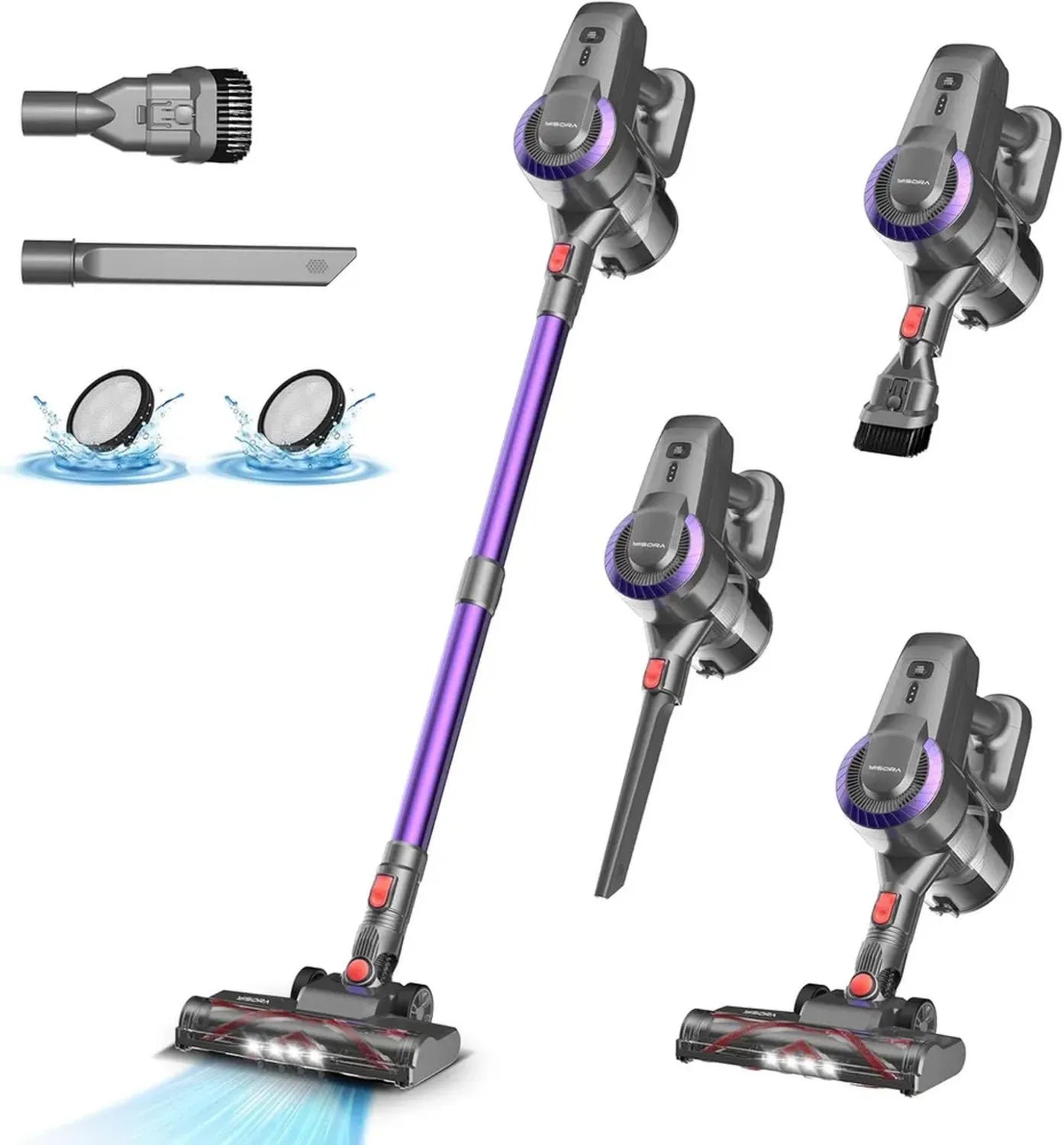 Kabelloser Staubsauger, 28000Pa Saugleistung, 55 Min Laufzeit, Anti-Tangle-Bürste, Selbststehend, Leichtes Design, Ideal für Teppiche, Hartböden und Tierhaare