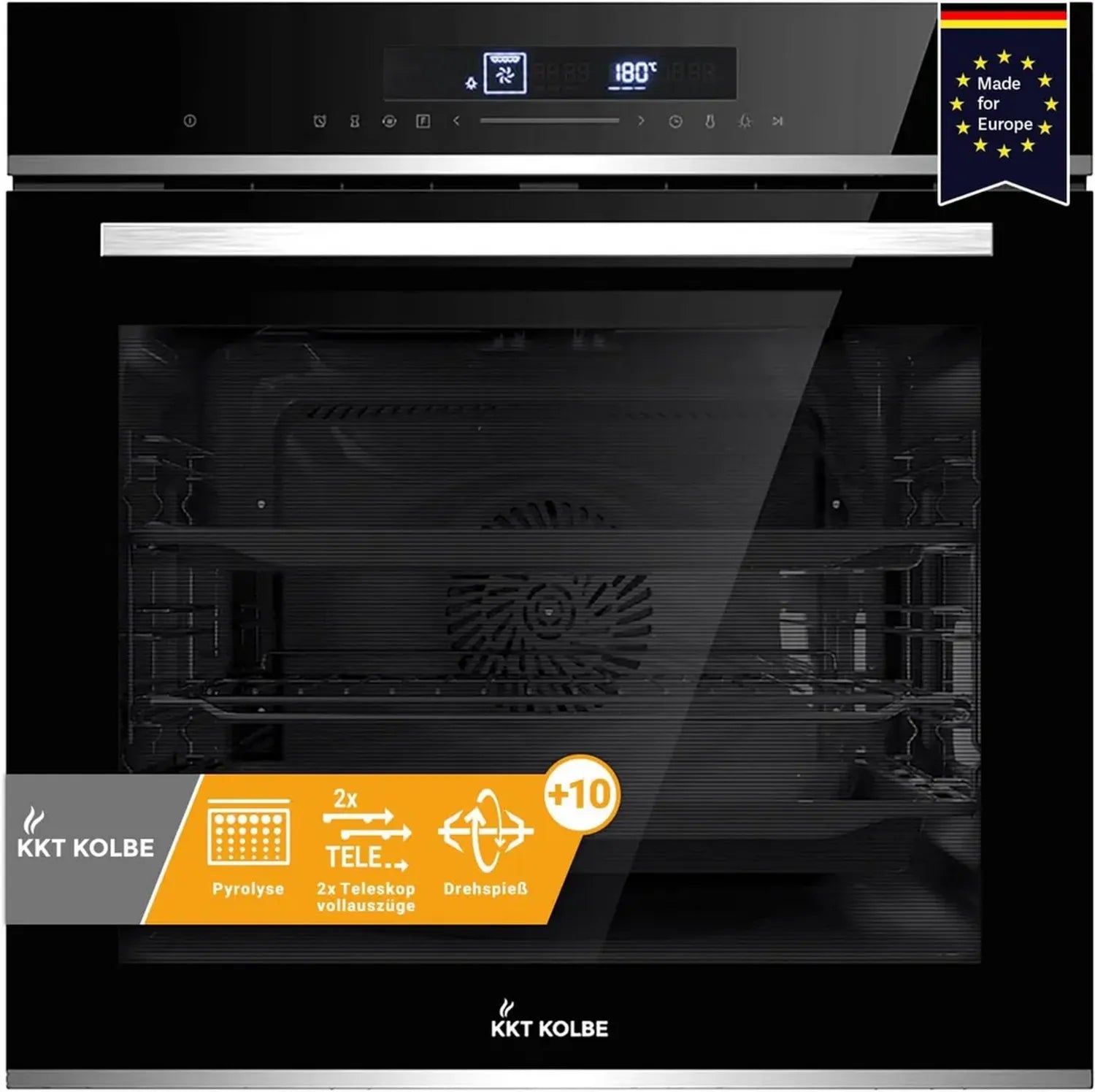 KKT Kolbe 60 cm Einbau-Backofen 72L mit Pyrolyse, Grill, Heißluft und Kindersicherung