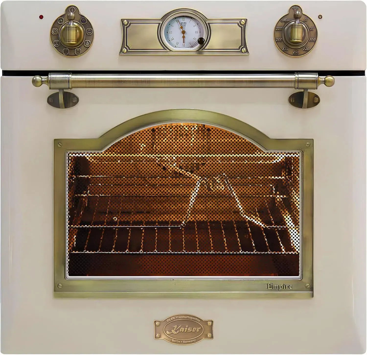Kaiser Empire EH 6355 Elfenbein Retro Elektrobackofen 60 cm, 67L, Selbstreinigung, Heißluft, Grill, Drehspieß