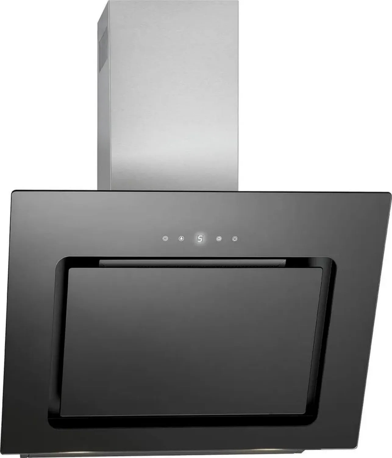 Bomann Kopffreie Dunstabzugshaube 60 cm mit LED-Touch-Steuerung, Umluft- und Abluftoption, 3 Geschwindigkeiten, 603 m³/h, Schwarz-Edelstahl
