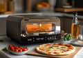 Elektrischer Pizzaofen, 1850W, mit 450°C Maximaltemperatur, 60-Minuten-Timer & 6 Programmen für 30 cm Pizza, inkl. Pizzastein & Schaufel