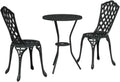 3-teiliges Aluminium Bistro-Set: Kompakter Tisch und Stühle, wetterfest, für Balkon und Terrasse, Schwarz